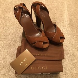 Gucci Grease Platform Sandals (Cognac) Size EU39